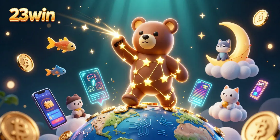 Take a thrilling plunge into 23win's vibrant casino world with dazzling characters scooping coins.