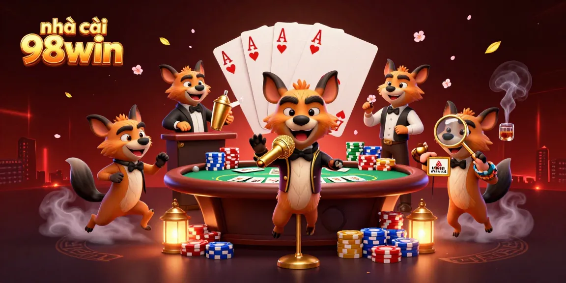 Engage with the dynamic scene of nhà cái 98win featuring hyenas in a comedy casino club.