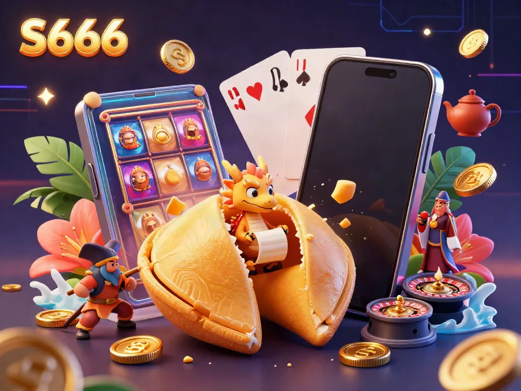 S666 promotes exciting slot games with a vibrant casino atmosphere and whimsical characters.