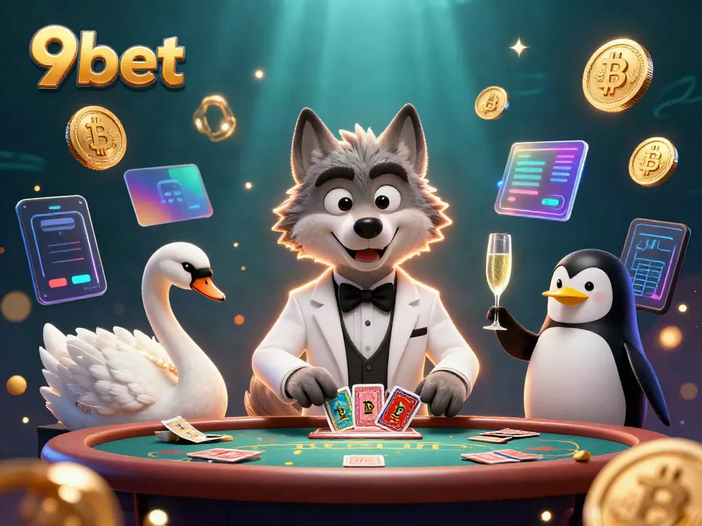 Experience thrilling baccarat action at 9bet with glamorous characters and vibrant crypto elements.