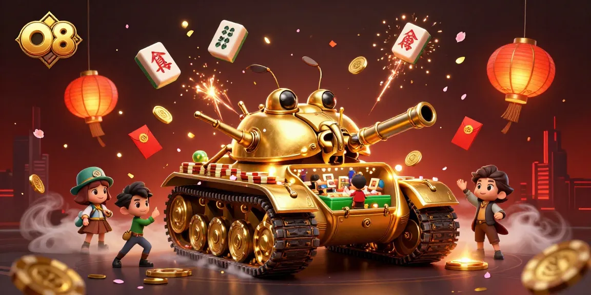 Experience O8's unique casino atmosphere within a massive golden beetle tank filled with vibrant game elements.