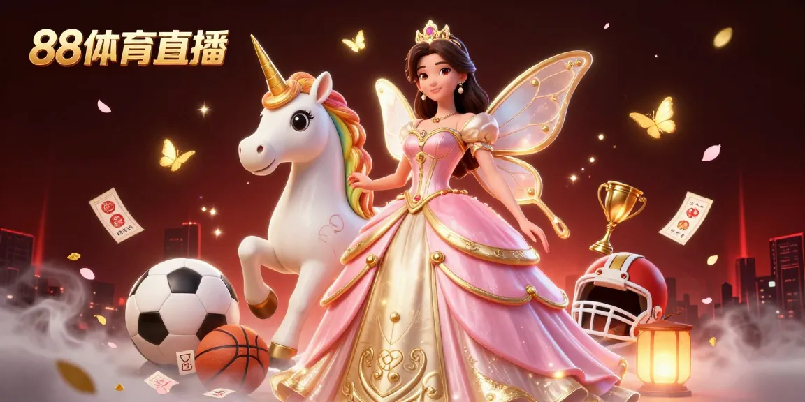 Experience 88体育直播 with vibrant sports-themed visuals, featuring a glamorous woman and unicorn in action.