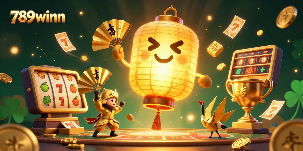 Experience the excitement of 789winn with golden lanterns, dynamic slot game elements, and vibrant casino energy.