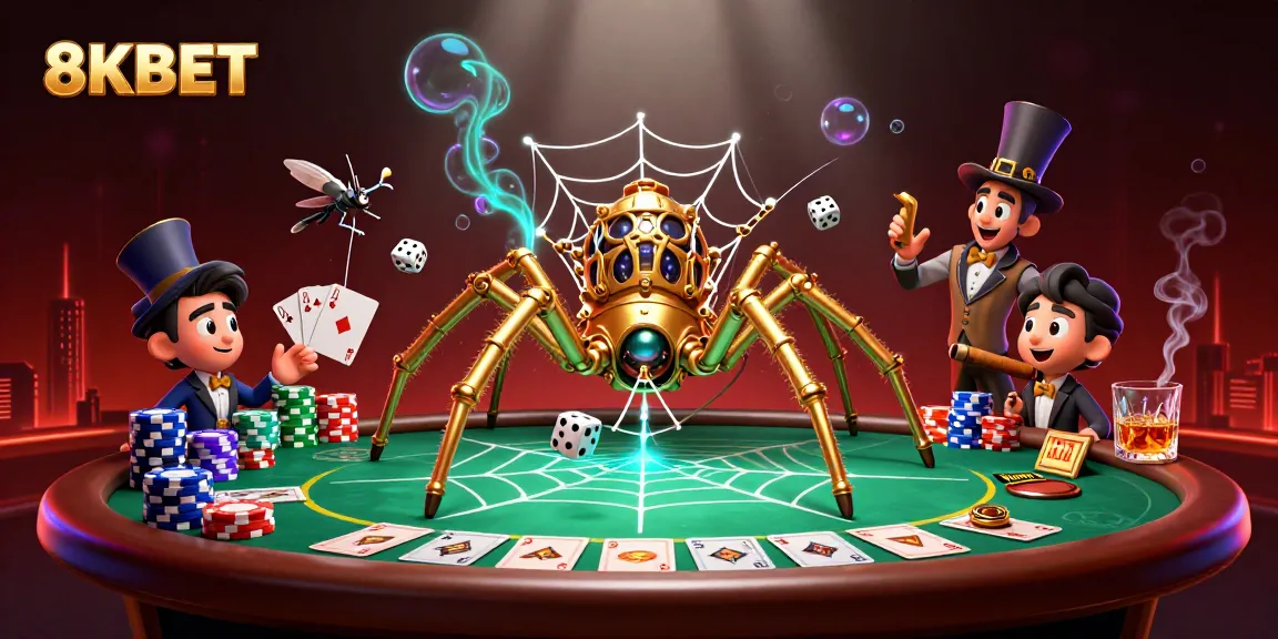 Engage in thrilling gameplay at 8KBET with golden spider and poker elements.