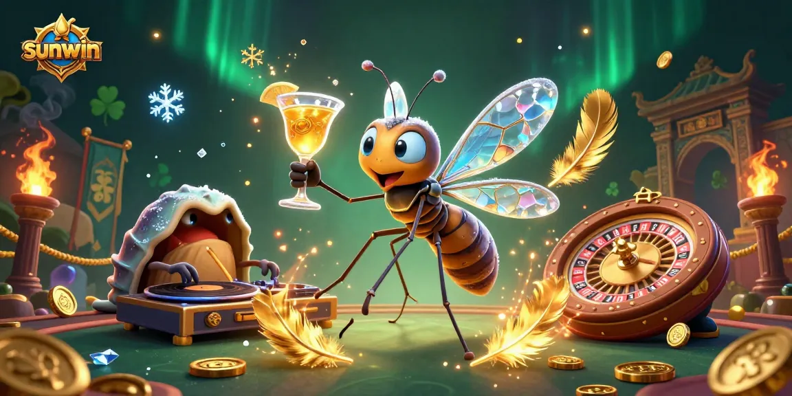 Engage with sunwin's thrilling casino experience featuring vibrant 3D elements and a unique mascot.
