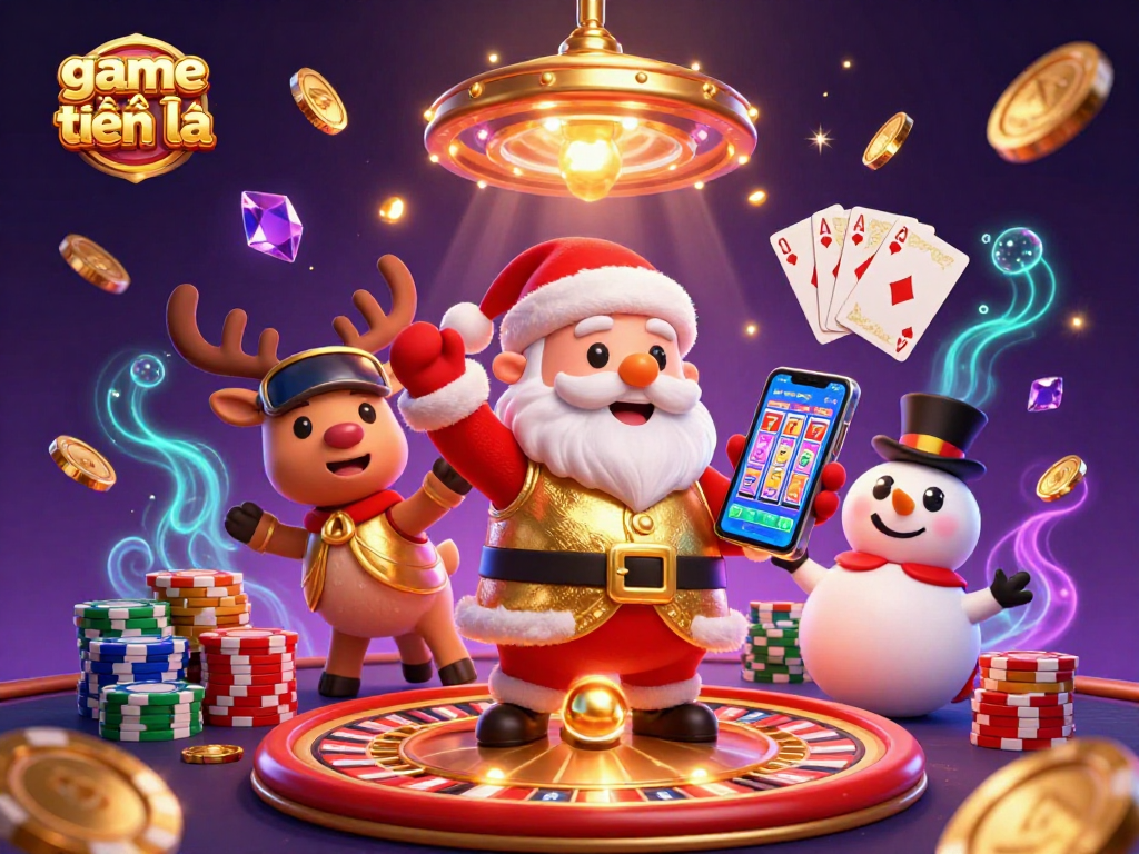 Spin to win exciting game bài tiến lên with fortune-themed characters surrounded by dazzling casino elements.