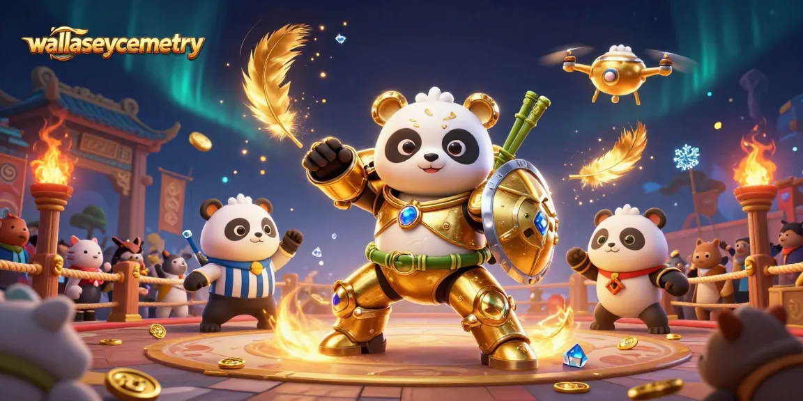 Experience thrilling gameplay at wallaseycemetery, featuring a dynamic battle between a golden panda and a bamboo robot.