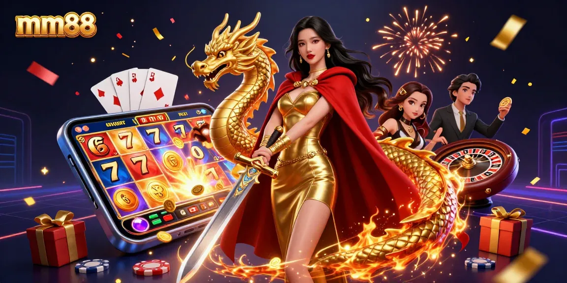 Experience exciting games at mm88 with a warrior queen guiding you through slots and jackpot action.
