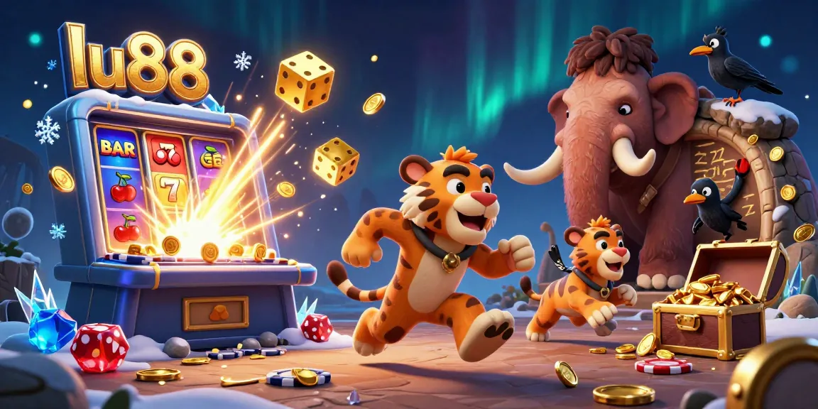 Experience thrilling wins at lu88 with dynamic gameplay featuring a prehistoric casino scene.