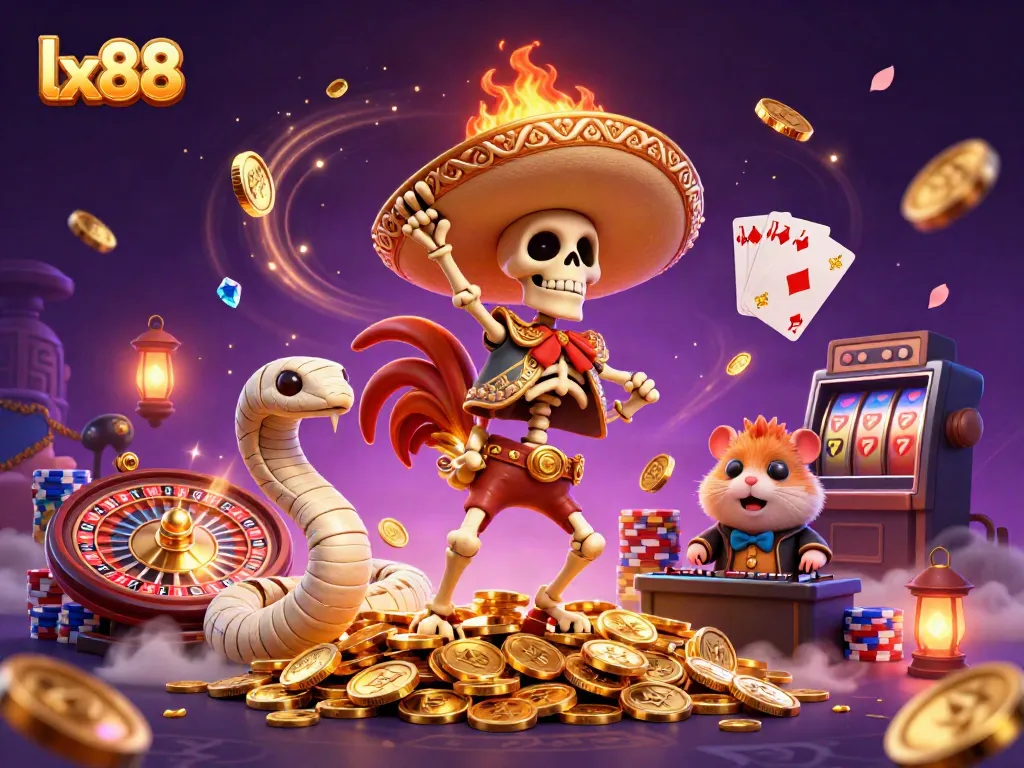 Experience thrilling moments at lx88 with our vibrant 3D casino characters celebrating big wins amidst a backdrop of excitement.