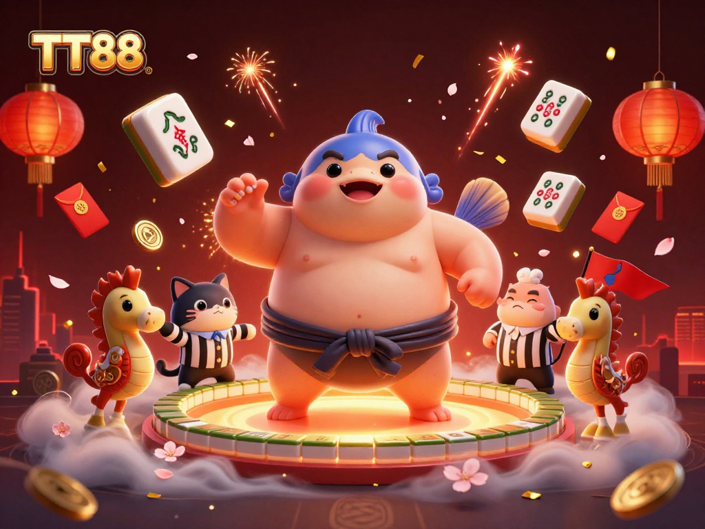 TT88 immersive casino scene showcasing a blowfish and catfish in vibrant underwater ring.