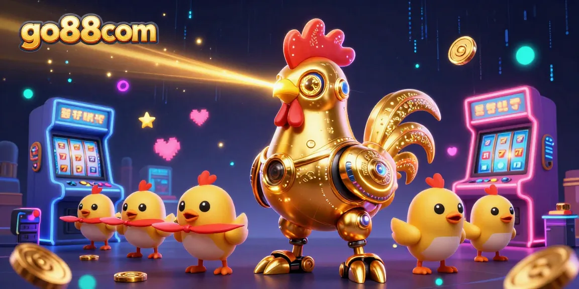 Experience thrilling gameplay at go88com with golden rooster robot and arcade games in vibrant action!