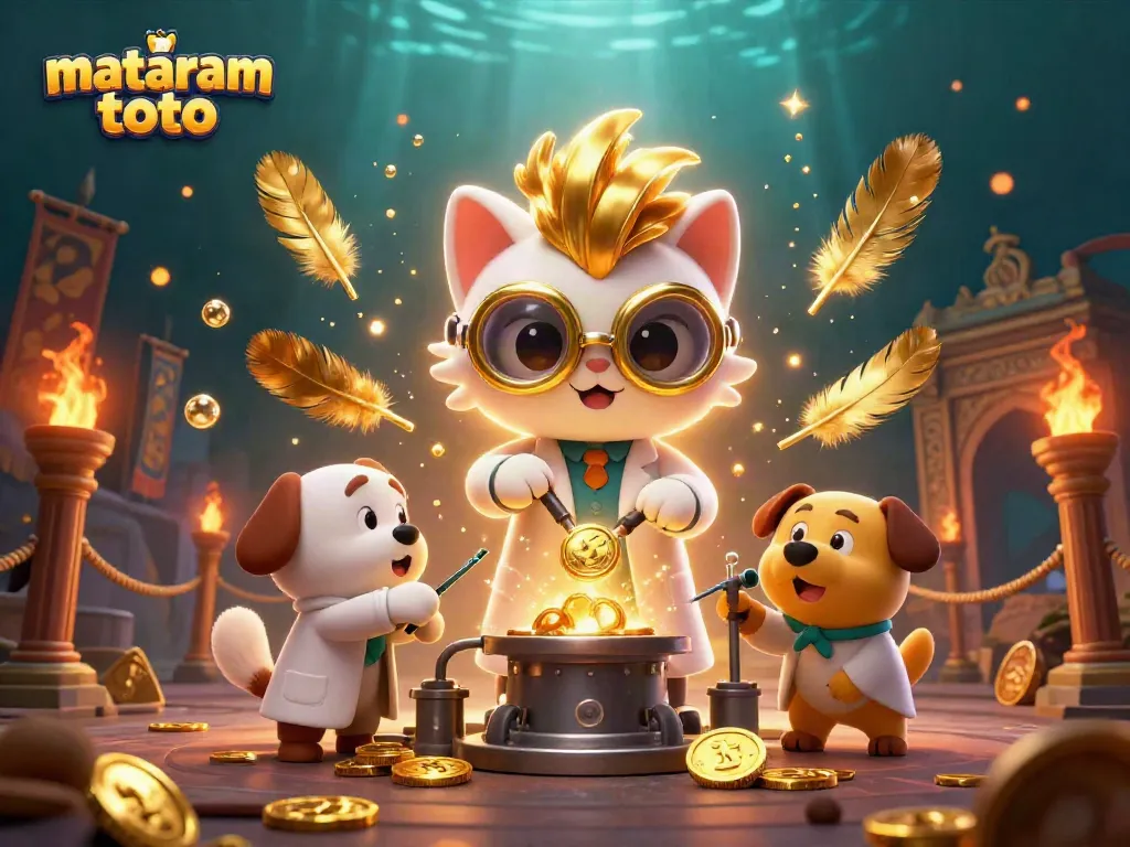 Experience exciting gameplay with Mataram Toto featuring a 3D mad scientist cat and loyal dog in a colorful casino world.
