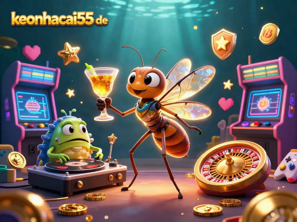 Join the excitement at keonhacai55 de with a vibrant casino scene filled with dynamic characters and colorful gaming elements!