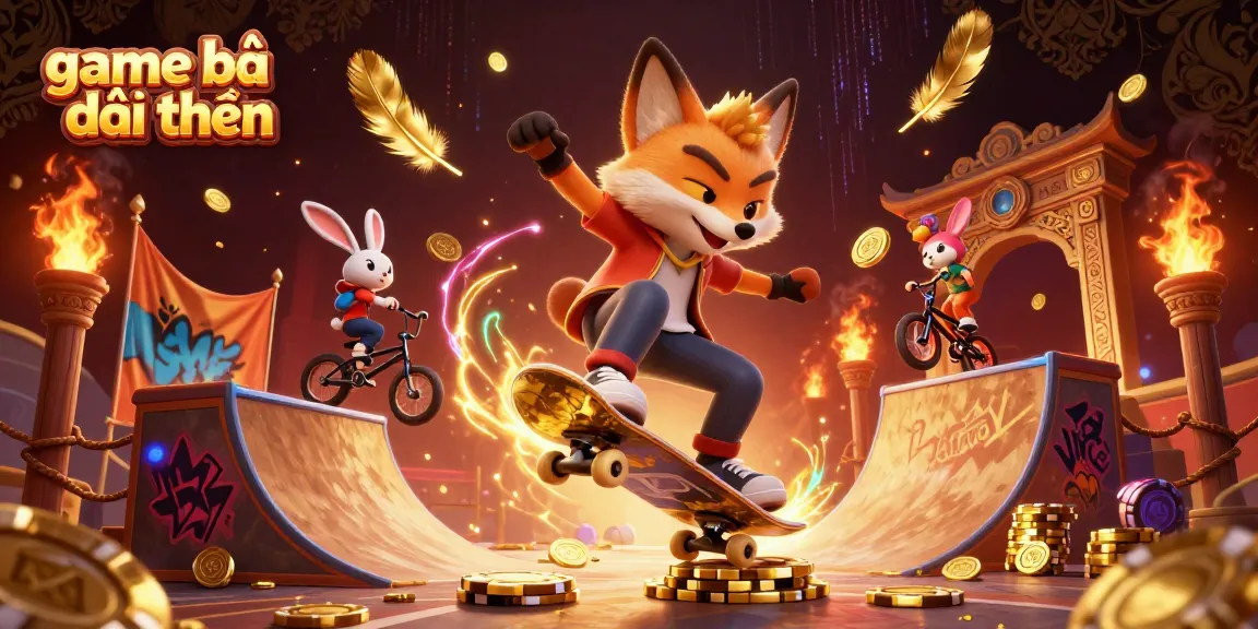 Engage in thrilling game bài đổi thưởng with a fox and rabbit in a vibrant 3D casino scene.