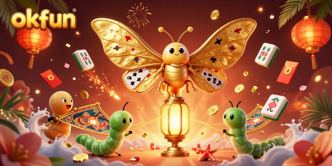 Engage in exciting casino experiences with okfun, featuring a vibrant 3D illustration of gambling elements.