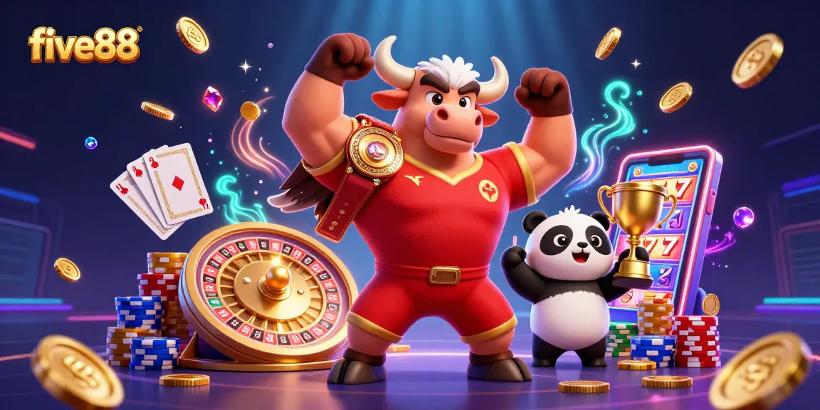 Experience the thrill of five88 with vibrant 3D characters winning at casino games!