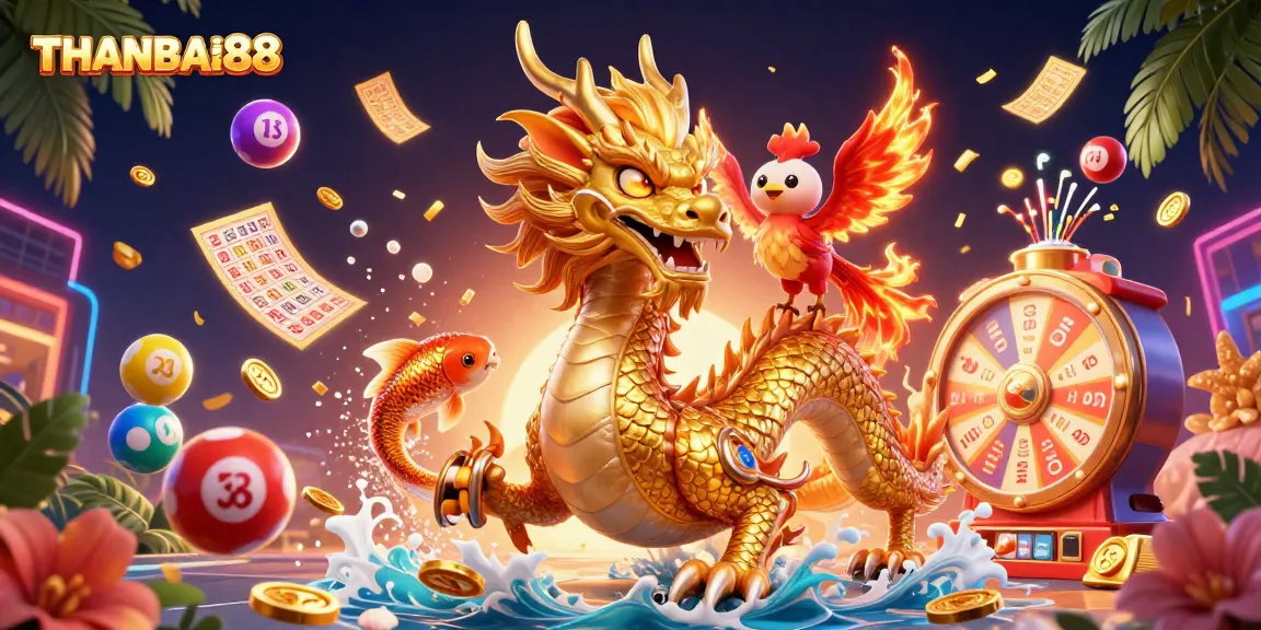 Engage in thrilling wins with THANBAI88 featuring dazzling dragons and vibrant game elements.