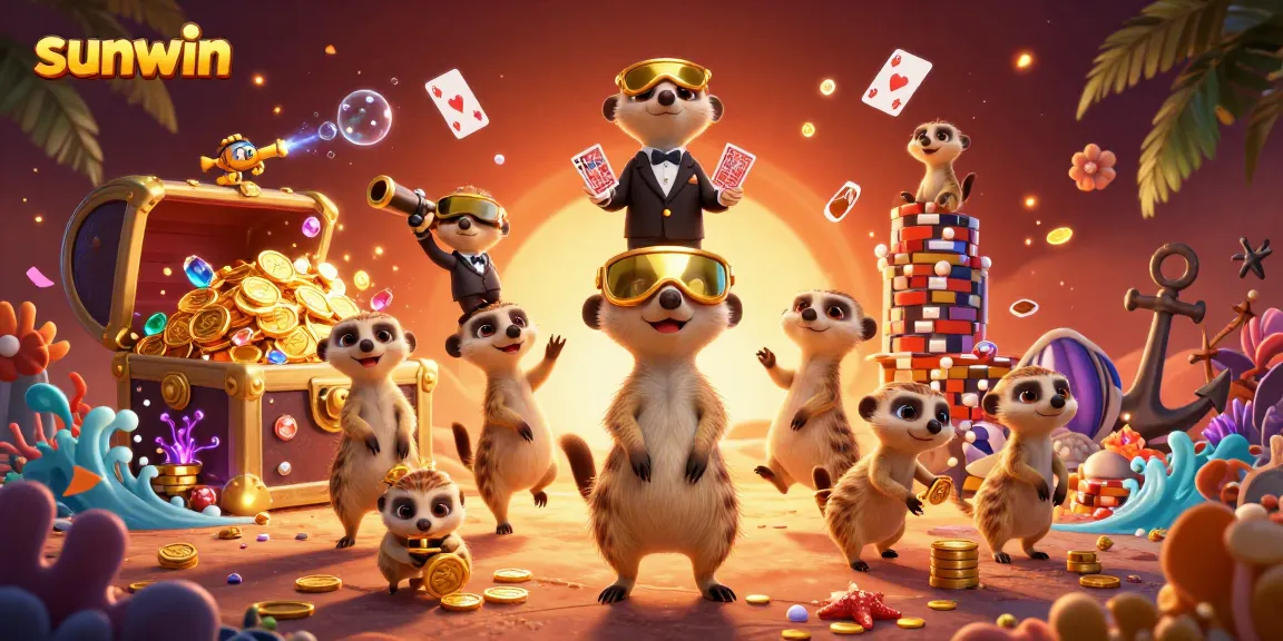 Experience thrilling gaming action with sunwin's meerkat casino, filled with colorful gems and vibrant game elements.