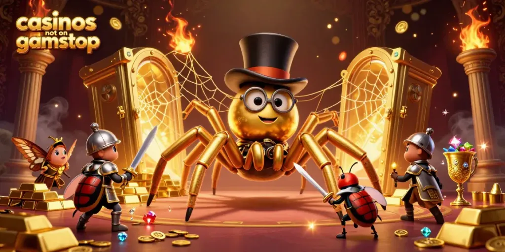 Play thrilling games at casinos not on gamstop with a luxurious scene filled with treasures.