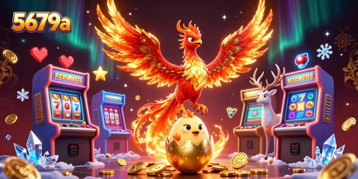 Engage with exciting gameplay at 5679a featuring a dynamic scene of phoenixes and casino elements.