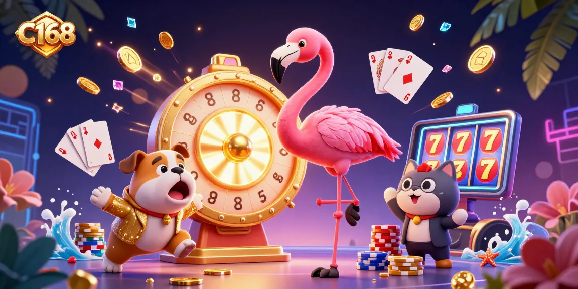 Experience vibrant gaming excitement with C168's all-in-one casino promotion visual.