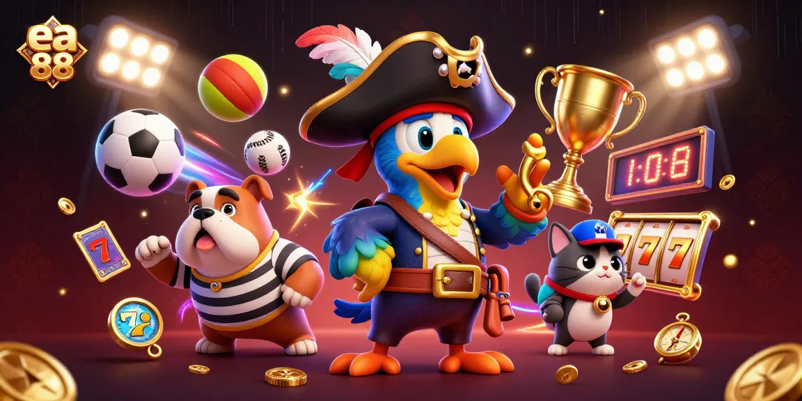 Engage with thrilling games at ea 88, featuring a vibrant casino scene with dynamic sports elements.