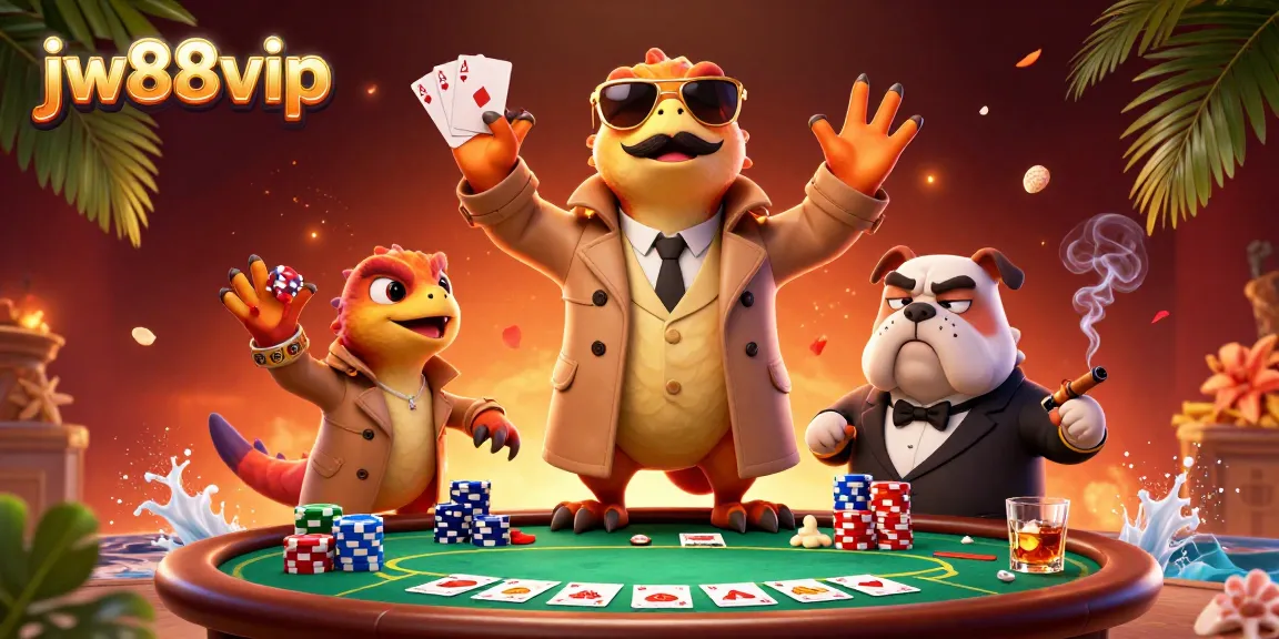 Engage in thrilling action at jw88vip with a whimsical 3D casino scene featuring raptors in disguise.