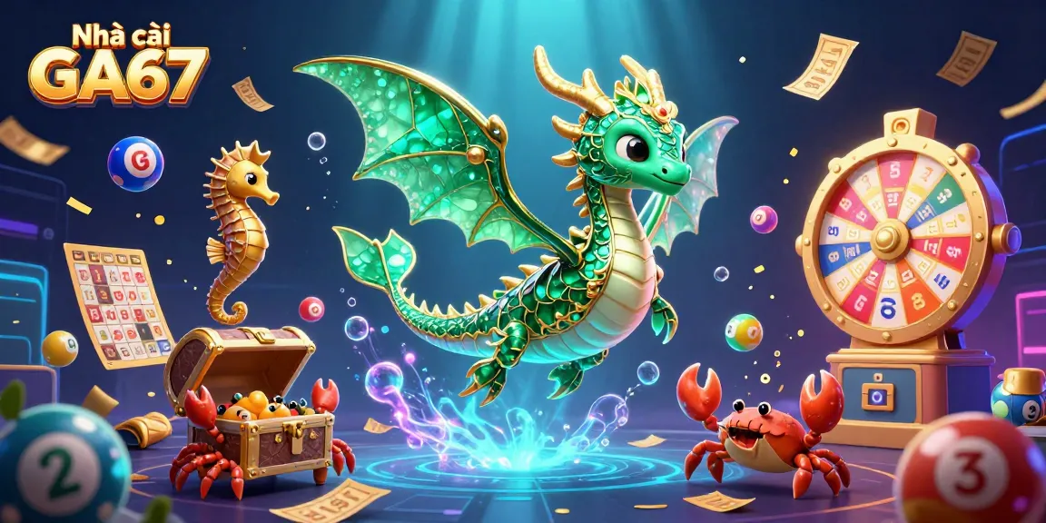 Engaging action at Nhà cái GA67 with a vibrant illustration of treasure and casino elements.