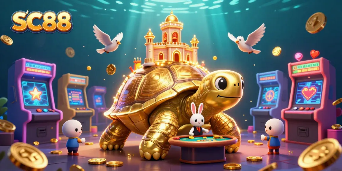 Experience the thrill of SC88 with a vibrant casino scene featuring a tortoise palace and a rabbit dealer.