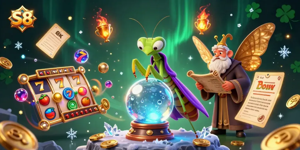 Experience thrilling gameplay with S8's vibrant slot game elements and mystical characters.