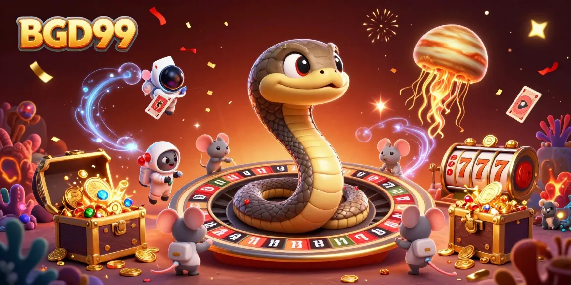 Engage in vibrant cosmic roulette with BGD99's Saturn snake and astronaut mice in a festive gaming scene.