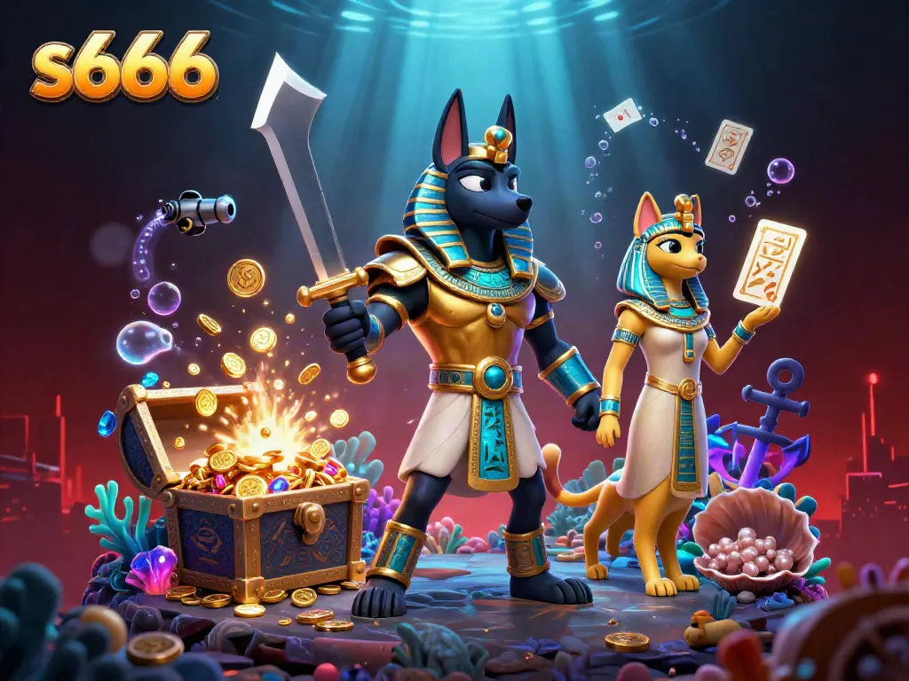 Experience thrilling gameplay with S666, illustrated with Egyptian warriors and vibrant gaming elements.