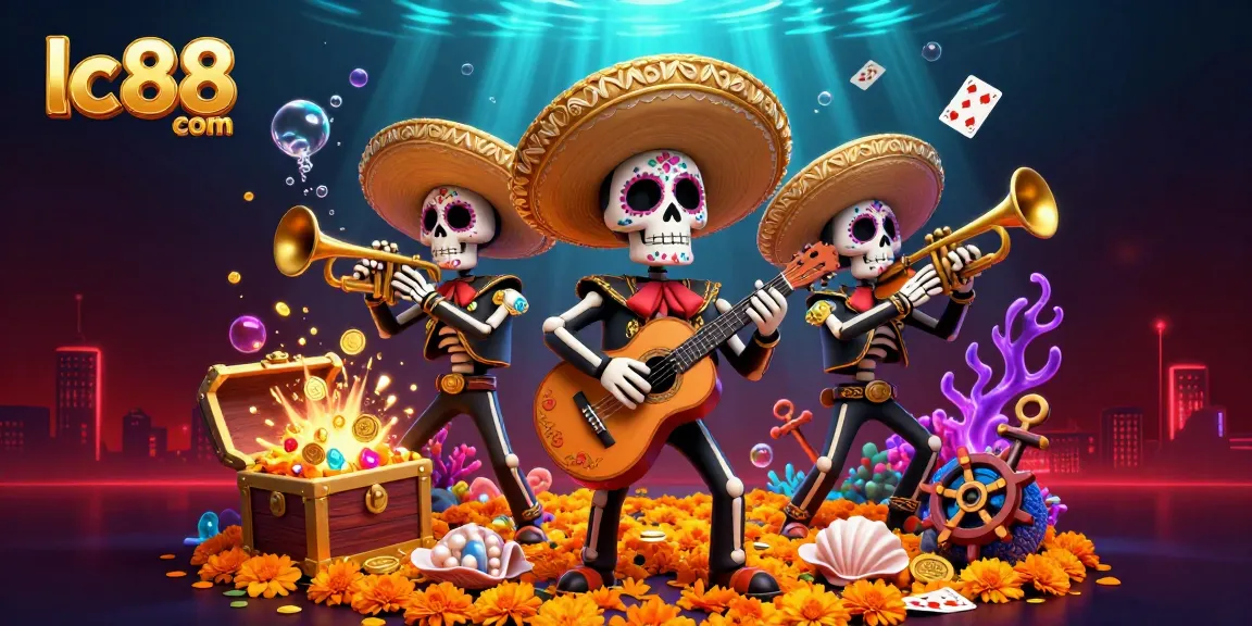 Experience the excitement of gambling with lc88 com, featuring a lively mariachi scene surrounded by vibrant casino elements.