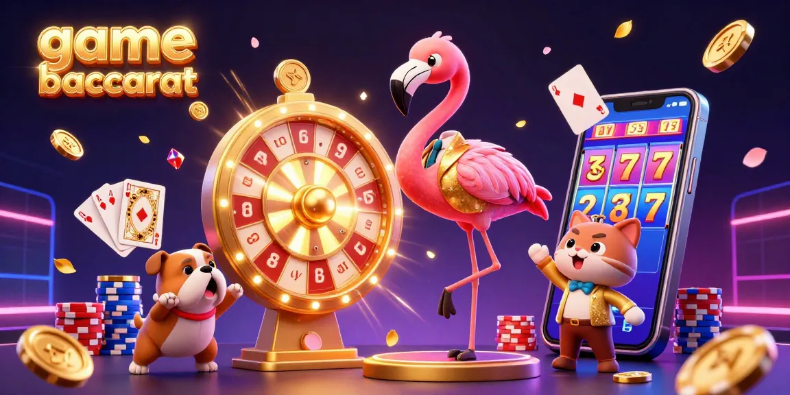 Engage in game baccarat excitement with vibrant characters and dynamic casino elements.