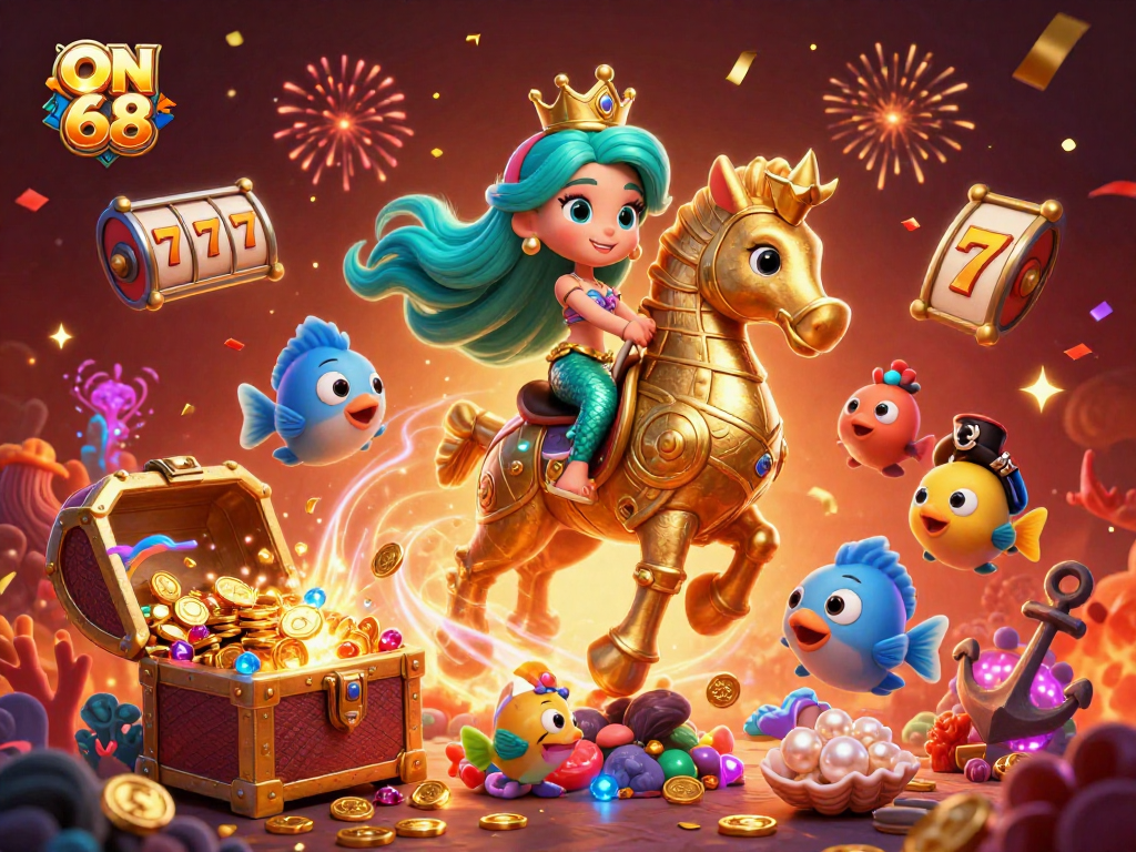 Engage in vibrant gaming fun at ON 68, featuring a colorful underwater scene filled with casino elements.