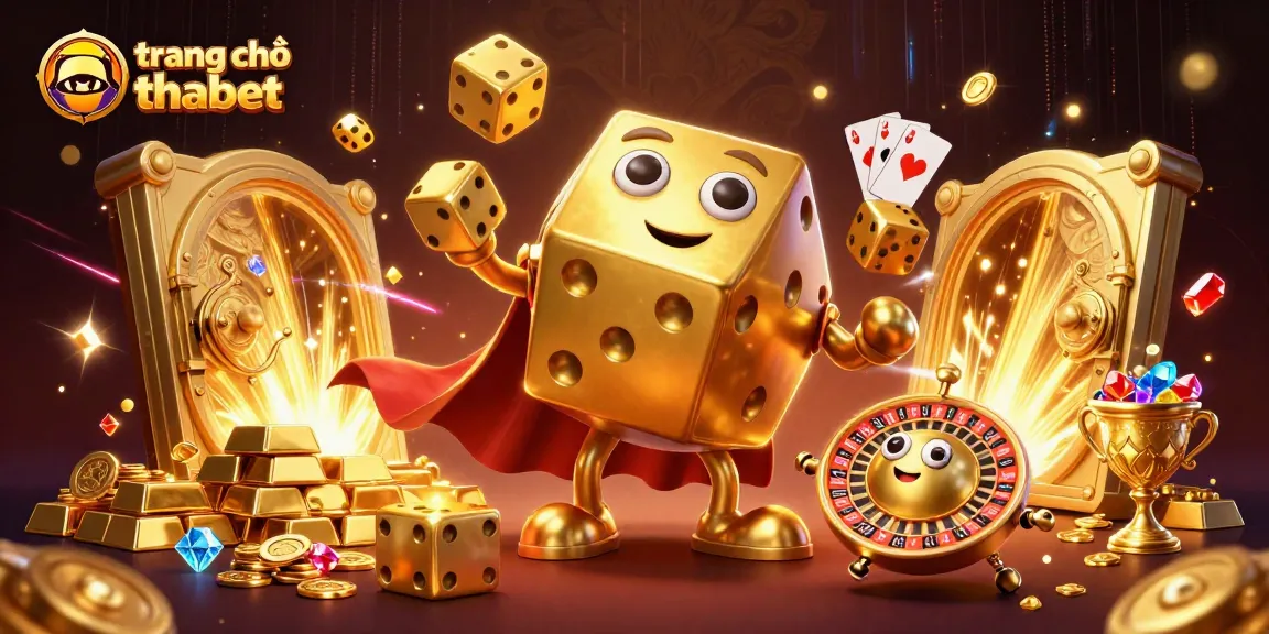 Engage in thrilling gameplay at trang chủ thabet with dazzling golden dice and exciting casino elements.