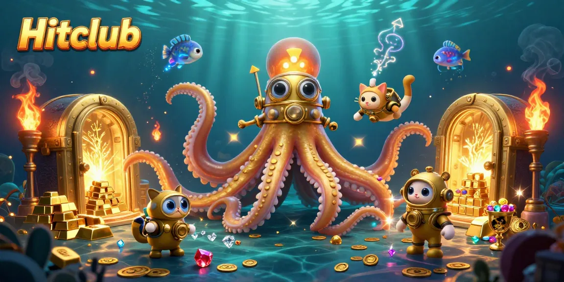 Engage with Hitclub's thrilling casino adventure featuring a kraken, diving cat, and treasures.