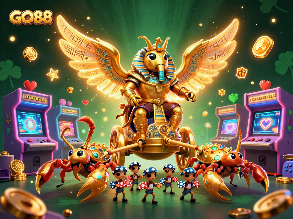 Bet on excitement with GO88, featuring vibrant characters in a dynamic casino illustration.