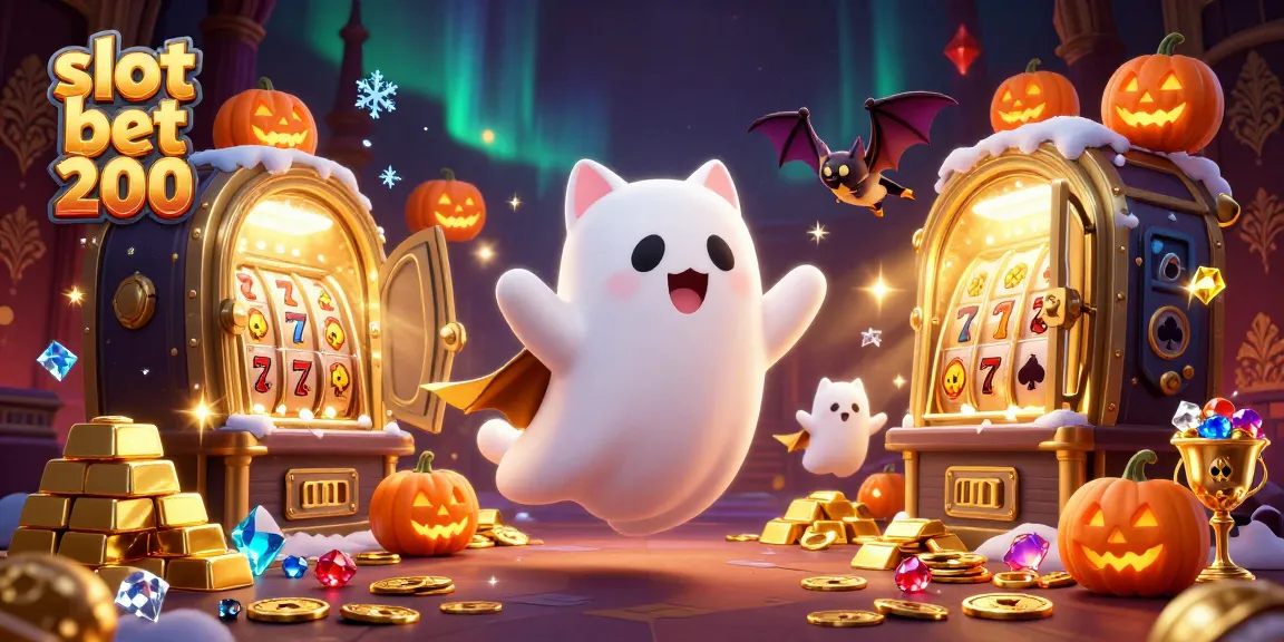 Slot bet 200 dengan kucing hantu dan kelelawar di kasino yang semarak, menggoda keberuntungan!