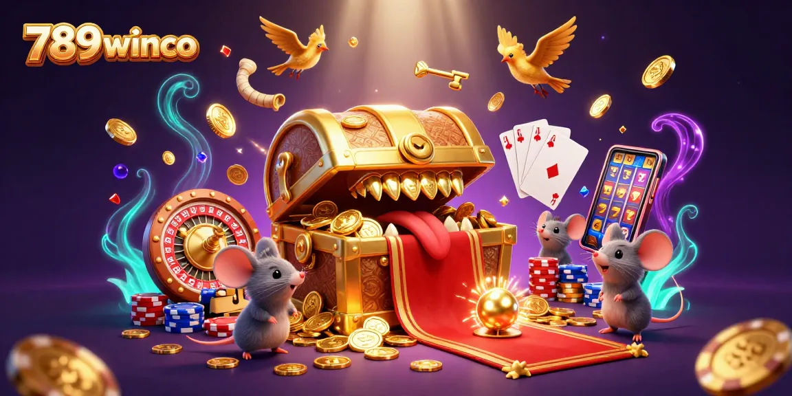 Engage in thrilling gaming experiences with 789winco’s vibrant casino atmosphere featuring golden treasures and exciting game elements.