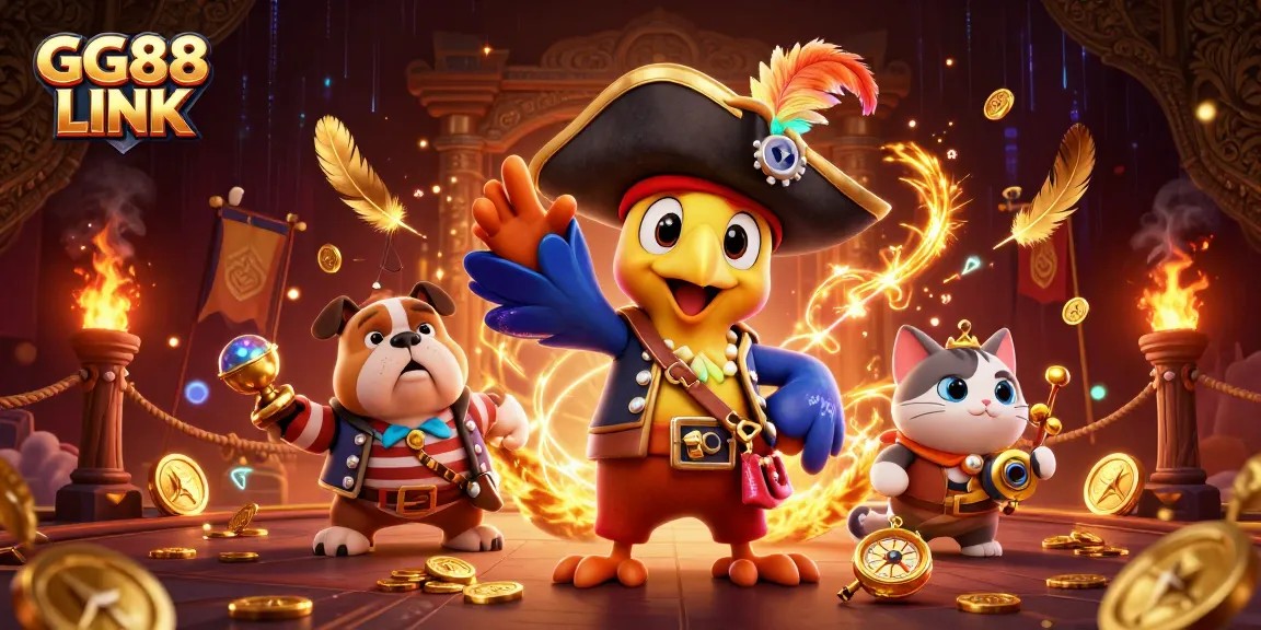Engage with GG88 LINK at a vibrant online casino featuring unique characters and gaming elements.