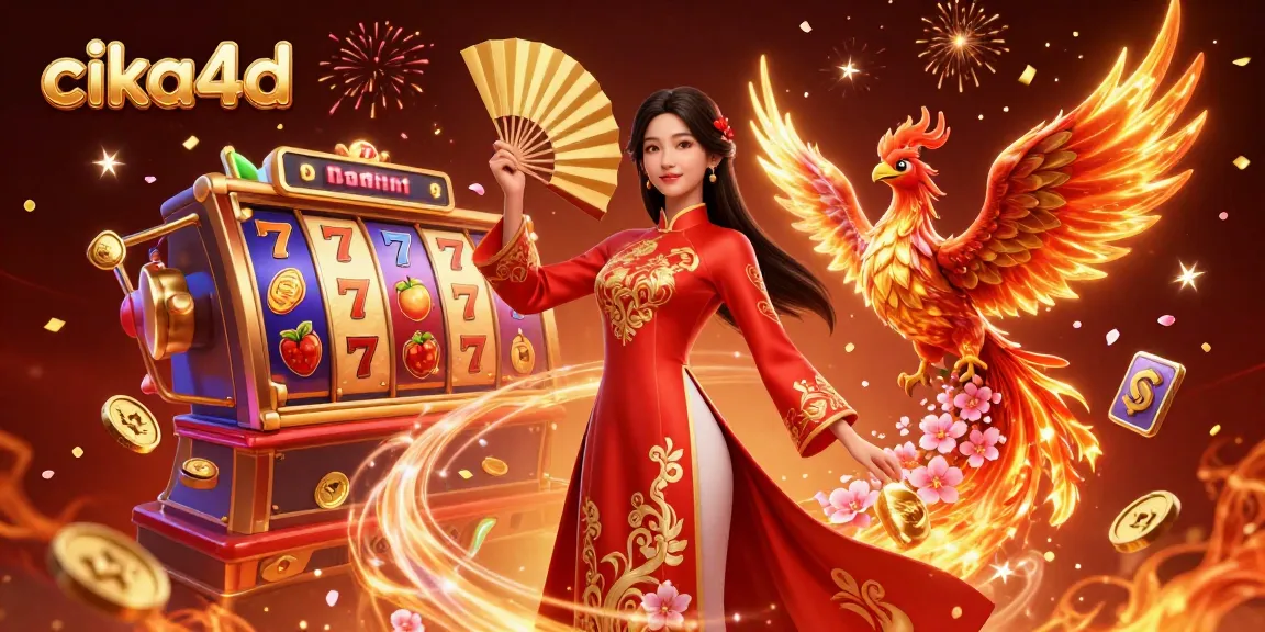 Spin and win at cika4d with vibrant slot reels and engaging characters in a casino scene.