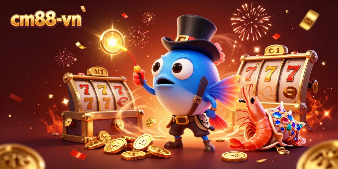 Engage with cm88-vn as the anglerfish attracts golden coins in a vibrant casino scene.