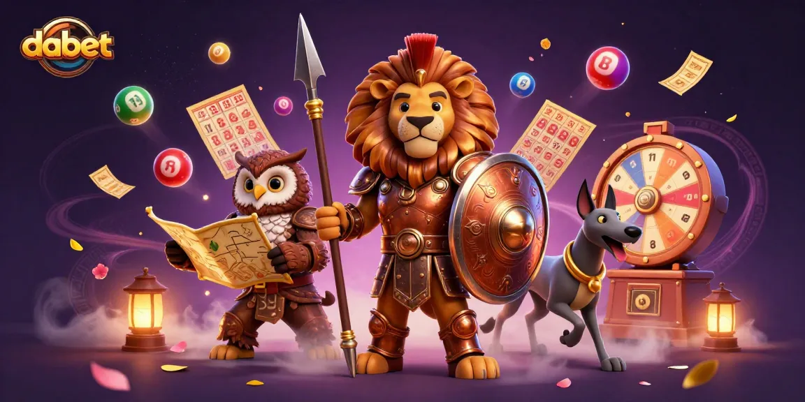 Experience thrilling lottery gameplay with dabet characters in a vibrant, dynamic casino scene.