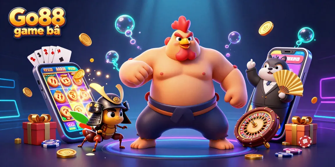 Experience thrilling Go88 game bài action with a dynamic sumo rooster, fierce cricket, and exciting gaming elements.