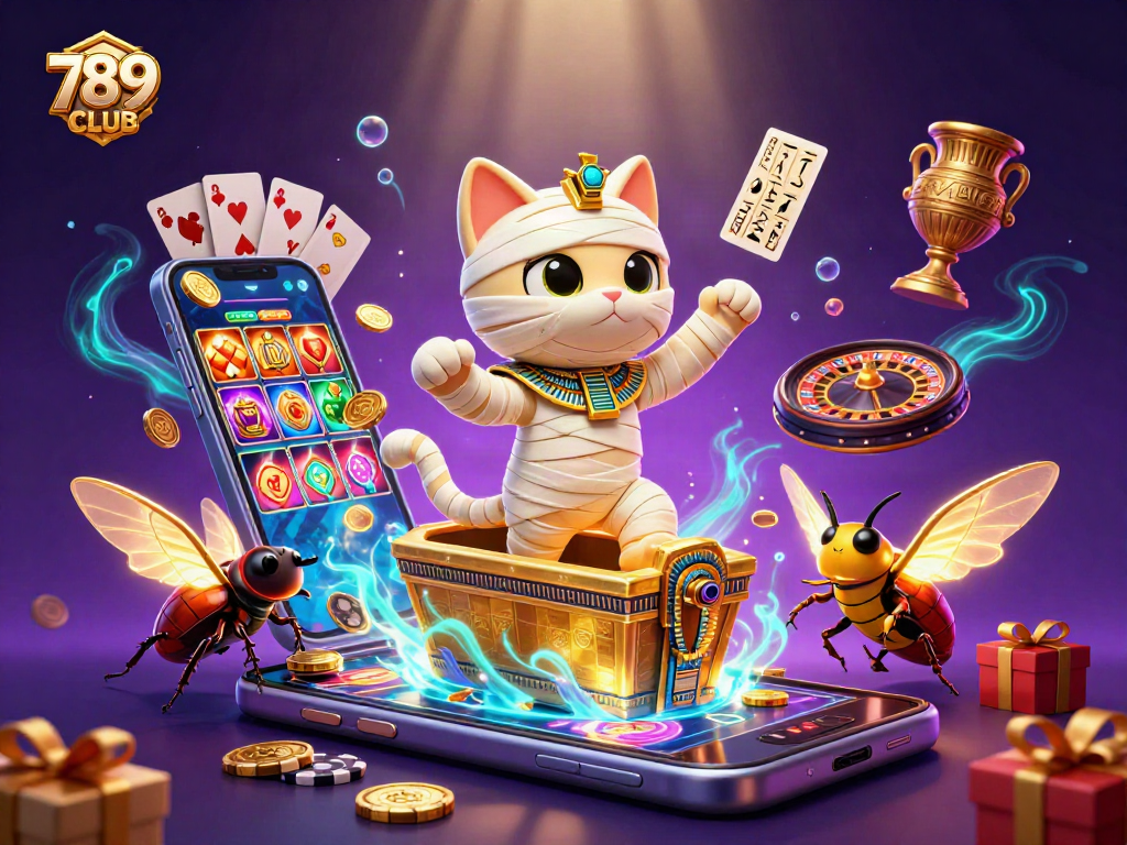 Experience thrilling wins with 789CLUB in a vibrant casino adventure illustration.