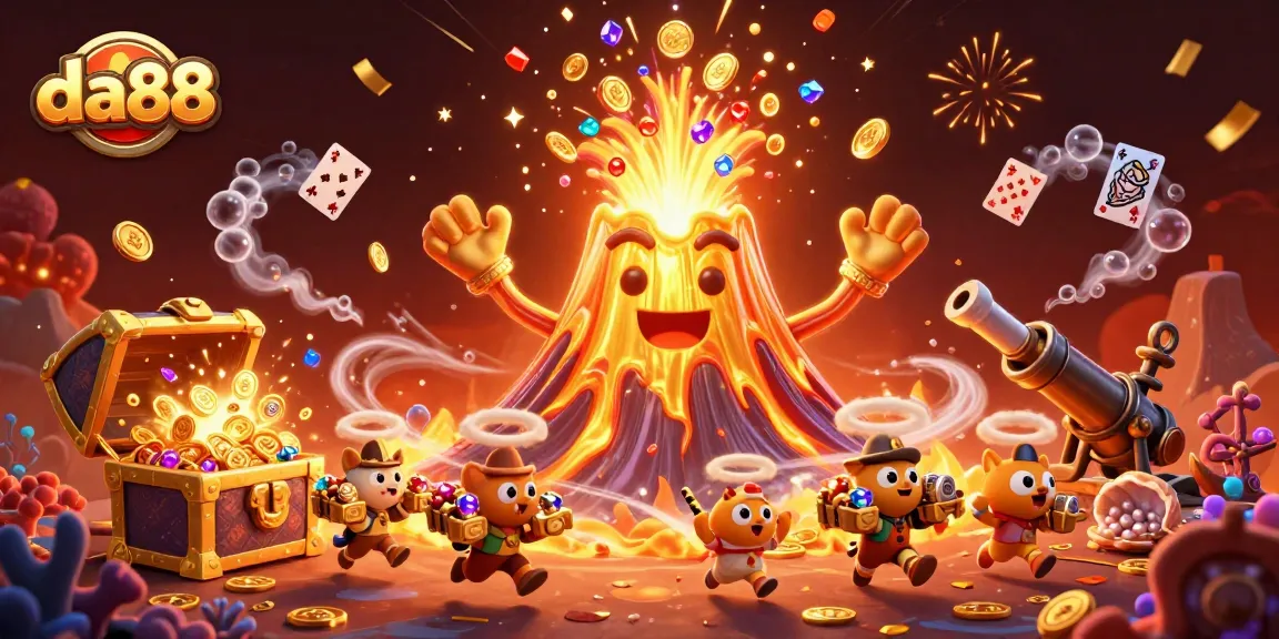 Win big with da88 as golden volcanoes erupt treasures in a vibrant casino world.