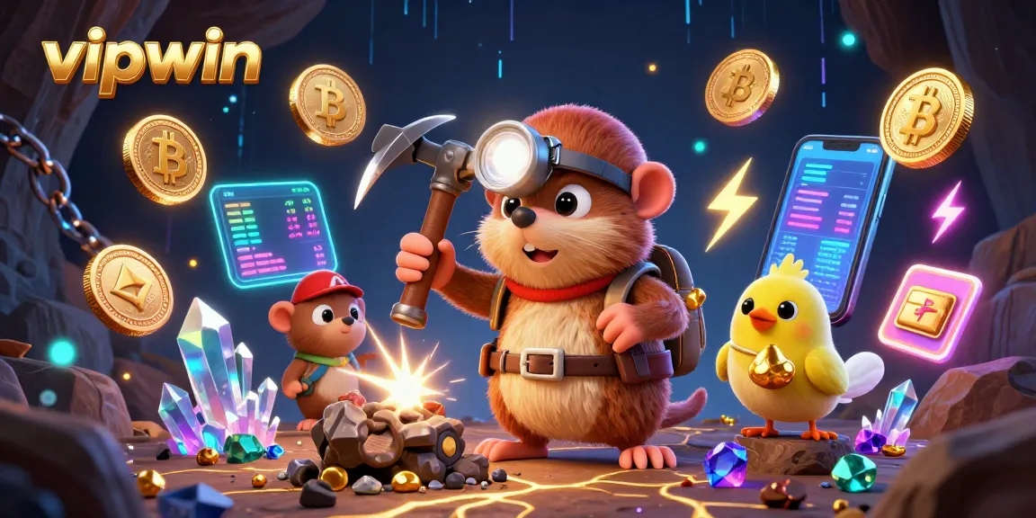 Engage in thrilling gameplay at vipwin with a cartoon treasure hunter discovering treasures in a magical casino.