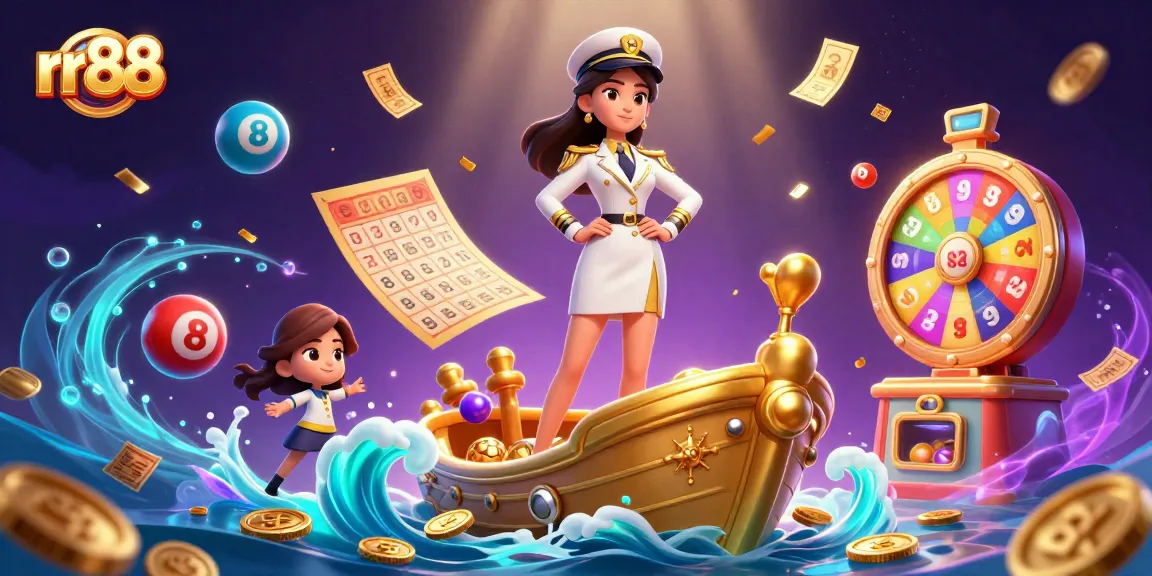 Experience exciting gaming with rr88, featuring vibrant lottery elements and golden details.